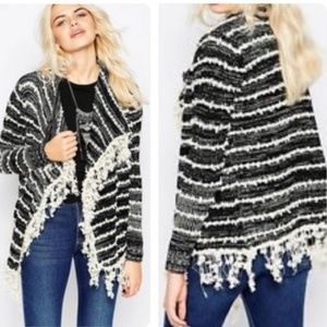 Anthro La Fee Verte | Open Front Fringed Cardigan